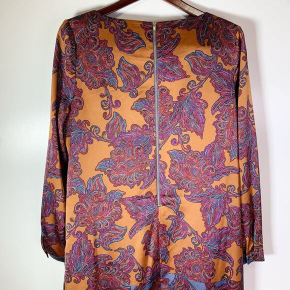 The Limited Paisley Printed Long Sleeve Dress Size Large NWT Copper Lined Orange - Picture 8 of 16